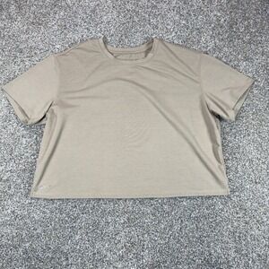 BYLT Signature Crop Top Women Large Tan Short Sleeve Athleisure Casual Tee